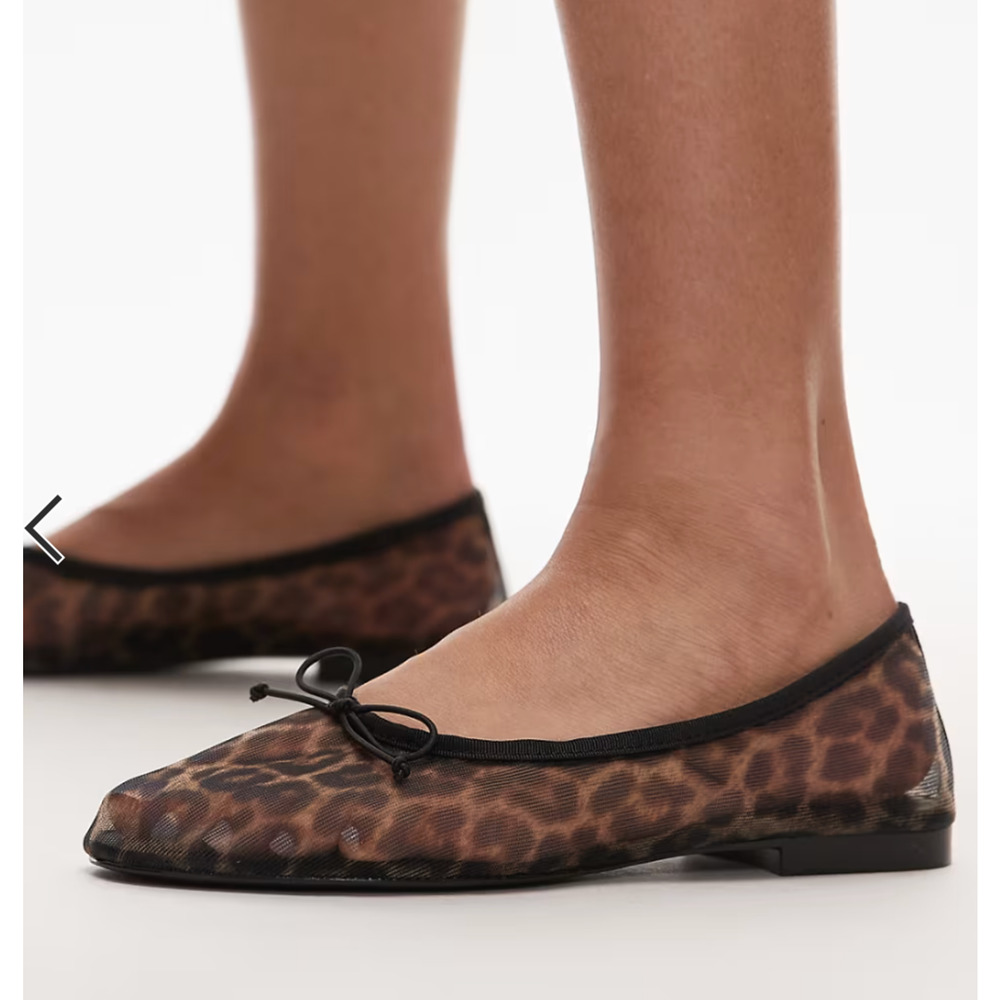 NEW MANGO MNG LEOPARD ANIMAL PRINT MESH BALLERINA BALLET FLATS SHOES 38 US 7.5 - Picture 3 of 13
